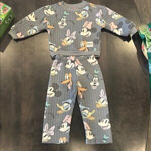 Disney Kids sweatshirt and sweatpants Set - Gray with Colorful Characters